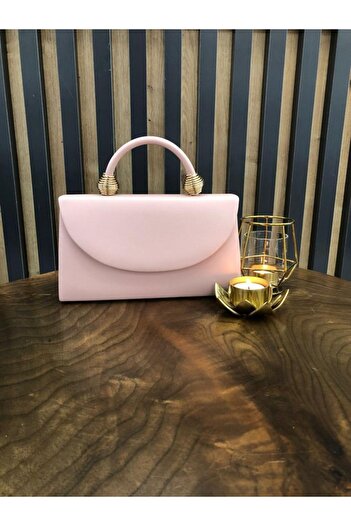 womenacs Powder Colored Evening Dress Women's Bag - With Hand and Chain Strap