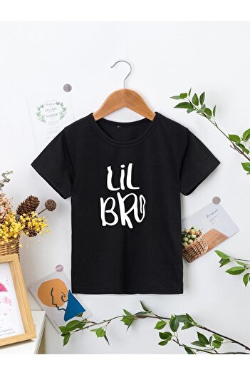 LePold Black Lil Bro Printed Girl/Boy T-Shirt