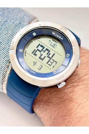 Jaga Silicone Cord Digital Men's Wristwatch with Waterproof Chronometer