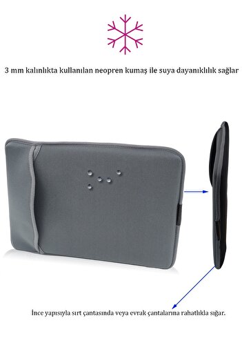 Rupva Water Resistant Neoprene Notebook Tablet Ipad Macbook Pro Air Gray Laptop Case Bag 14&#34; Inch