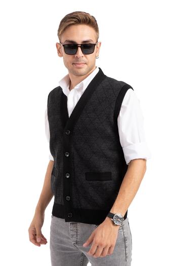 Mutlu City Men's Middle Age and Above Knitwear Knitted Acrylic Winter Dad Buttoned Vest