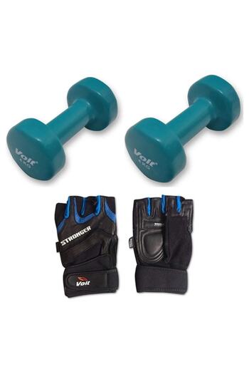 Voit 4 Kg Yeşil Dambıll 2 Adet &#43;1154 Mavi Eldiven