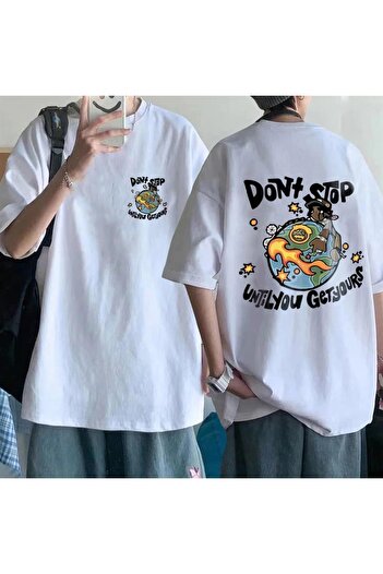 Touz Until You Get Yours Printed White Unisex Oversize T-shirt