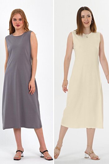 ESPİNA Women's Sleeveless Dress Lining - Underwear - Set of 2