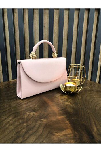 womenacs Powder Colored Evening Dress Women's Bag - With Hand and Chain Strap