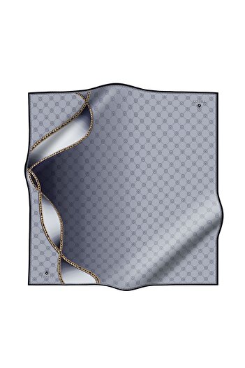 Vissona Γυναικείο Μεταξωτό Κασκόλ Twill Ασημί - Χρυσό