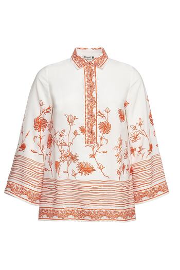 MİYORO Embroidery Pattern Motif Large Placket Large Size Women's Shirt