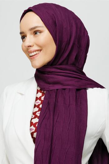 Mooncorn Purple Pleated Bamboo Shawl