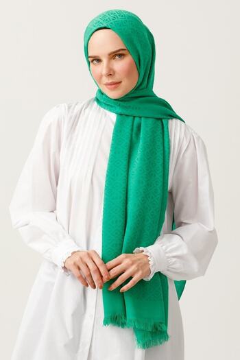 Mooncorn Σάλι ζακάρ από βαμβακερό μοτίβο Benetton Green Triangle