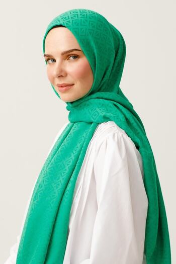 Mooncorn Σάλι ζακάρ από βαμβακερό μοτίβο Benetton Green Triangle