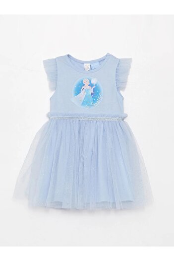 LC Waikiki Φόρεμα για κοριτσάκι με λαιμόκοψη Lcw Baby Crew Frozen Printed