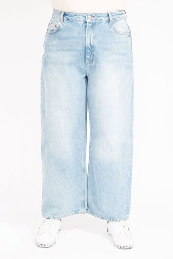 Şans Women's Plus Size Blue Wash Effect Jeans 65n35404
