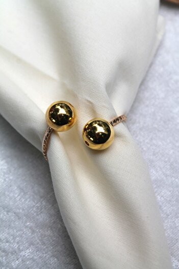 Emtory Home 12 Adet Gold Bead Metal Halkalı Peçete Yüzüğü - Napkin Ring (ÜRÜN GOLD HALKA OLARAK GÜNCELLENDİ)