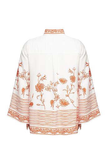 MİYORO Embroidery Pattern Motif Large Placket Large Size Women's Shirt