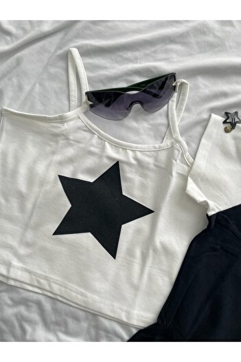 Planet Butik White Crop with Star Strap
