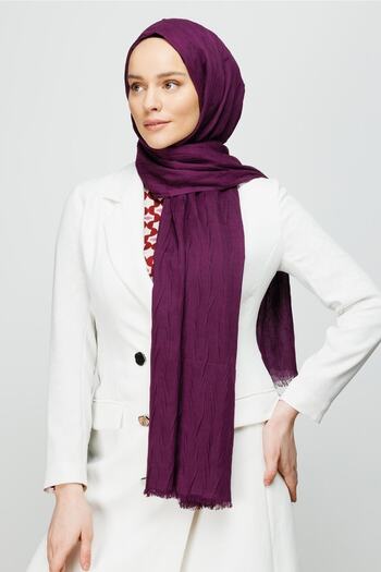 Mooncorn Purple Pleated Bamboo Shawl