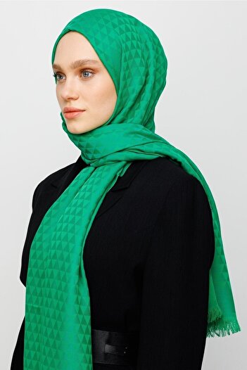Mooncorn Σάλι ζακάρ από βαμβακερό μοτίβο Benetton Green Prism