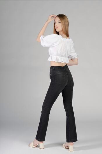 Geppetto Women's Smoked Full Spanish High Waist Jean Pants