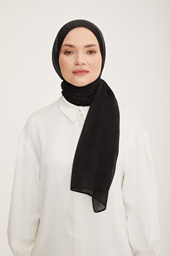 Armine Shiny Logo Detailed Shawl Black