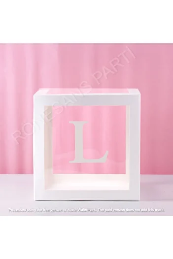 RÖNESANS PARTİ White Transparent Balloon Box with Letter L 25X25 cm