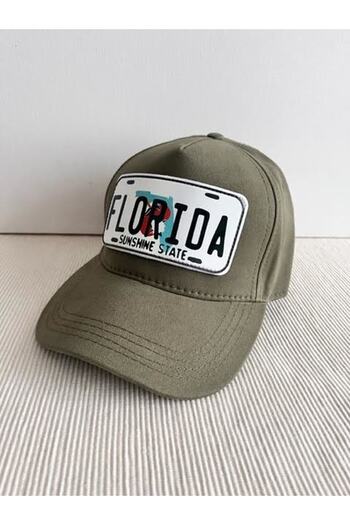 CosmoOutlet Florida Sunshine State Adjustable Unisex Khaki Hat with Removable Logo