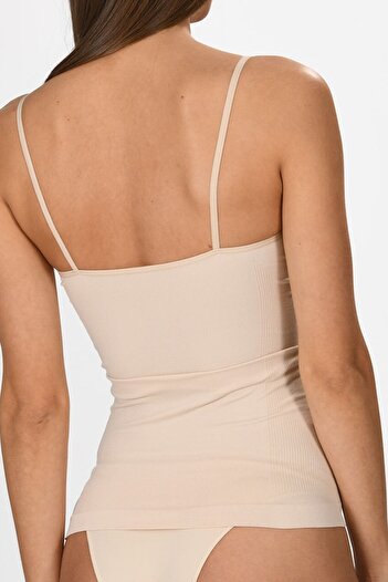 Miss Fit 1602 Ince Ip Askılı Ten Örme Seamless Dikişsiz Soft Basic Kadın Korsajlı Atlet