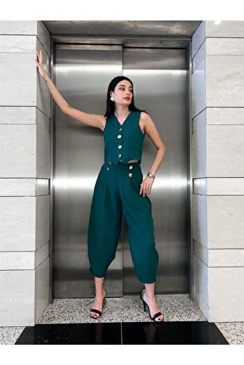 Laluvia Emerald Vest Trousers Set
