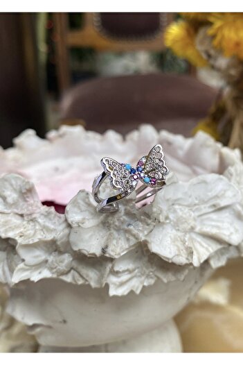 takıtarzım Butterfly Colored Stone Women's Adjustable Ring