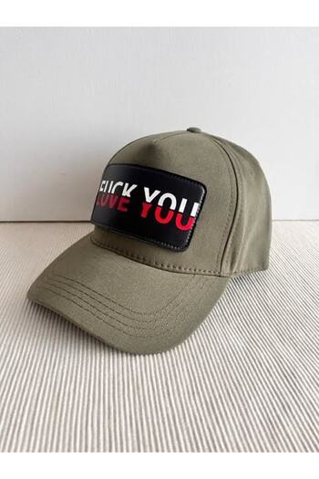 CosmoOutlet F*ck You Love You Removable Logo Adjustable Unisex Khaki Hat