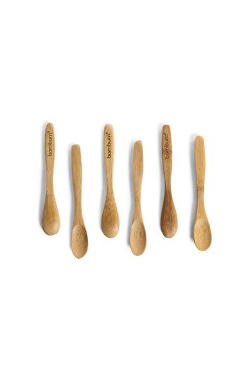 Dekorazon Set of 6 Brown Bamboo Teaspoons - 6 People