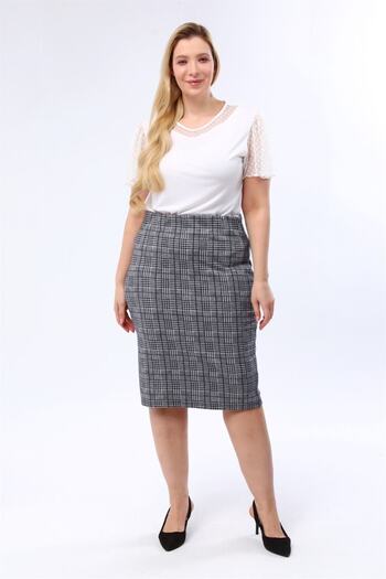 Miss Murem Houndstooth Pattern Skirt-houndstooth Black