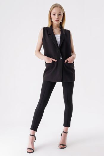HAKKE Single Button Flannel Pocket Vest