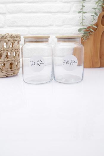 zezedesing Glass Turkish Coffee-filter Coffee Storage Jar with Bamboo Lid 890ml