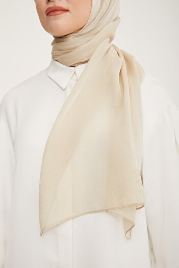 Armine Shiny Logo Detailed Shawl Cream