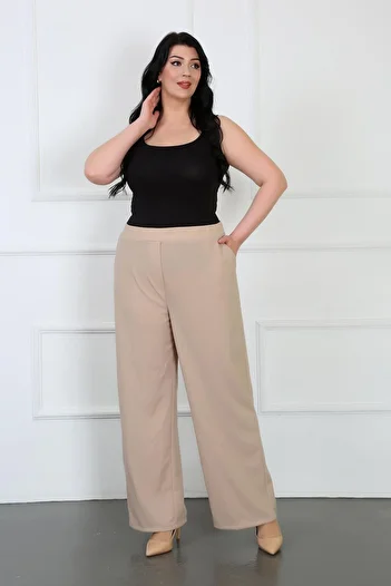 By Alba Collection Women's Comfortable Fit - Lycra Scuba Crepe Trousers, Wide Leg