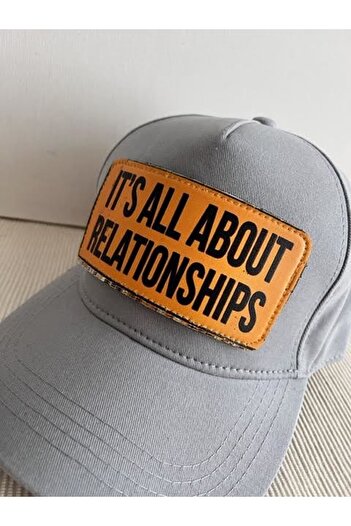 CosmoOutlet It's All About Relationships Adjustable Unisex Gray Cap with Detachable Logo