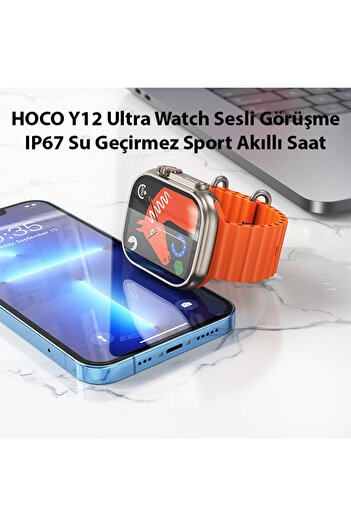 Genel Markalar Hoco Y12 Ultra Watch Sesli Görüşme Ip67 Su Geçirmez Sport Akıllı Saat Gold
