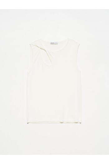 Dilvin 10402 Blouse with Turned Shoulders and Dropped Front-ecru