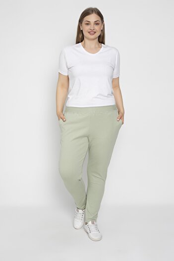 VISHENKA Women's Large Size Pocketed Lycra Mint Color Sweatpants