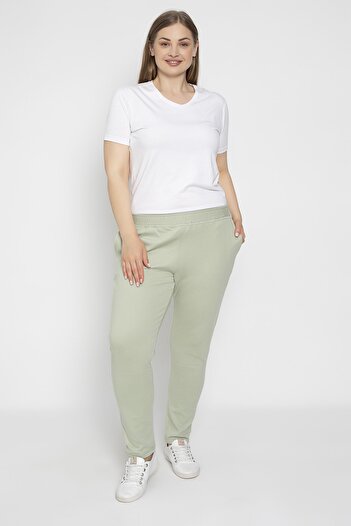 VISHENKA Women's Large Size Pocketed Lycra Mint Color Sweatpants