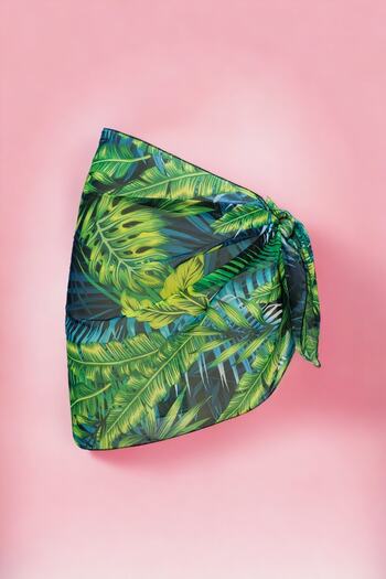 pistore Tropical Patterned Short Pareo Vibrant Green Colors Women's Beach Dress New Season