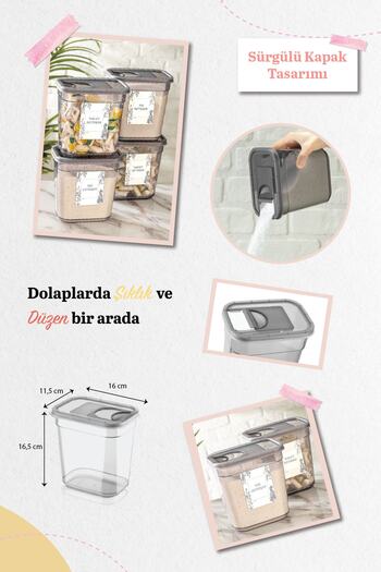Meleni Home 4-Piece Vega Sliding Lid Labeled Tablet Detergent Storage Container - Rectangular Storage Box 4x2000ml