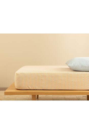 English Home Diamond Stripe Easy-Iron Double Elastic Sheet 160x200 Cm Yellow