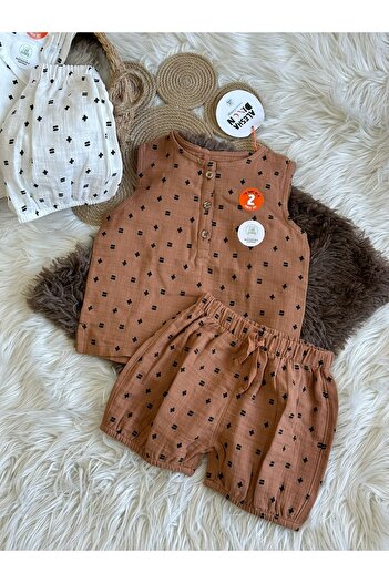 Colorstories Unisex Cinnamon Muslin Top and Bottom Set