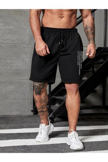 Machetta Plus Size Innovation Printed Black Summer Sports Shorts - Comfortable Daily Shorts
