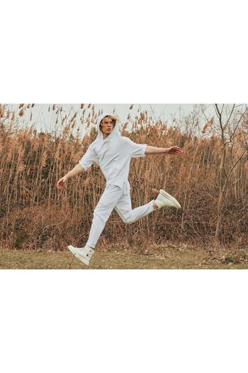 RELAXL Men's Double Leg Side Pocket Elastic White Linen Trousers