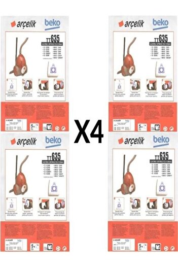 Beko ETICARET ARENA - 4 Πακέτα των 20 Τεμαχίων Σακούλες σκόνης για ηλεκτρική σκούπα Beko BKS 1260 Model TT635