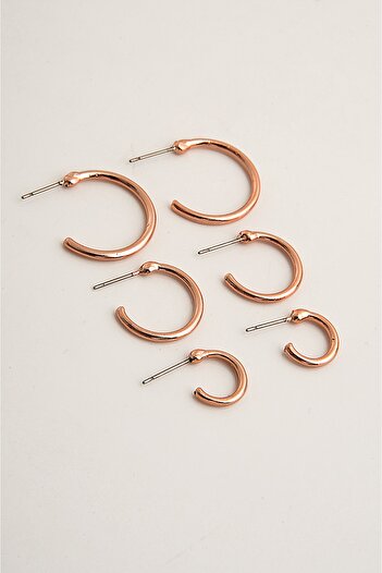 EUROMODA Rose Colored 6 Hoop Earring Set