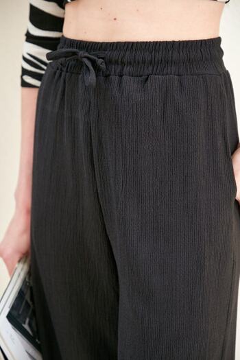 Winmoda34 Pocket Detailed Wide Leg/Relaxed Cut High Waist Sweater Knitted Trousers