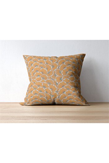 NT Handmade Orange Flowers Printed 42x42cm Cotton Woven Throw Pillow Pillow Case
